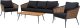 Ramiz Duży Zestaw Mebli Ogrodowych Aluminiowe Sofa + Dwa Fotele + Stolik 3