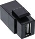 Adapter USB InLine InLine® USB 2.0 Snap-In module, USB-A F/F, angled, black housing 1