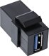 Adapter USB InLine InLine® USB 3.2 Snap-In module, USB-A F/F, 90° angled, black housing 1