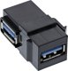 Adapter USB InLine InLine® USB 3.2 Snap-In module, USB-A F/F, 90° angled, black housing 1