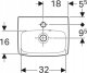 Umywalka Geberit Geberit Selnova Square Umywalka kompaktowa, B36cm, H14.5cm, T28cm, z przelewem, z otworem na baterię [18] 1