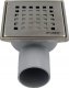 Alkotest 11318 KRATKA ŚCIEKOWA AXUS PION FI 50, 360ST., BLOKADA ODOROWA, RUSZT NIERDZEW. MAT 100X100MM, BLISTER Z ZAWIESZKĄ // S.KRAT-A.10X10-PIO-50/NI/MAT 12