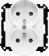 Kontakt-Simon Gniazdo wtyczkowe Kontakt-Simon 55 TGZ2MCZ.01/111 podwójne z uziemieniem z przesłonami moduł 16 A, 250V~, szybkozłącza biały mat 9