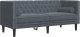 vidaXL Sofa Chesterfield z wałkami, dwuosobowa, ciemnoszara, aksamit 2