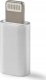 Revers Adapter Przejściówka Złącza Micro USB na Lightning Srebrny Transmisja 3
