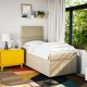 vidaXL Łóżko kontynentalne z materacem, kremowe, tkanina, 80x200 cm 3
