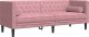 vidaXL Sofa Chesterfield z wałkami, trzyosobowa, różowa, aksamit 2