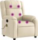 vidaXL Rozkładany fotel masujący, kremowy, obity tkaniną 2