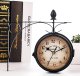Retoo ZEGAR DWUSTRONNY ŚCIENNY DWORCOWY RETRO METALOWY CZARNY VINTAGE DESIGN 24CM 3