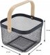 Storage Solutions Koszyk metalowy z drewnianym uchwytem, 25 x 24,5 x 18 cm 2