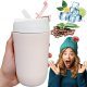 Alogy Kubek termiczny termos z ustnikiem słomką na kawę herbatę yerba mate 480ml bidon próżniowy Alogy Stalowy Różowy + Szczotka do mycia 14
