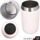 Alogy Kubek termiczny termos z ustnikiem słomką na kawę herbatę yerba mate 480ml bidon próżniowy Alogy Stalowy Różowy + Szczotka do mycia 5