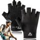 Alogy Rękawiczki rowerowe M krótkie bez palców męskie damskie Unisex sportowe na rower na MTB Gravel Kross Alogy Czarne 18