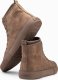 Ombre Męskie wysokie buty trampki z dekoracyjną lamówką  brązowe V2 OM-FOTH-0158 46 4