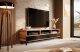 Selsey Szafka RTV Rikke 3d 160 cm Dąb naturalny / Czarny mat LED 6