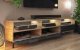 Selsey Szafka RTV Rikke 3d 160 cm Dąb naturalny / Czarny mat LED 8