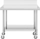 Royal Catering Stół metalowy gastronomiczny na kółkach z półką i rantem STAL 70 x 100 cm Stół metalowy gastronomiczny na kółkach z półką i rantem STAL 70 x 100 cm 1