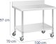 Royal Catering Stół metalowy gastronomiczny na kółkach z półką i rantem STAL 70 x 100 cm Stół metalowy gastronomiczny na kółkach z półką i rantem STAL 70 x 100 cm 4