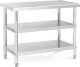 Royal Catering Stół blat roboczy stalowy nierdzewny 2 półki 100x60cm Stół blat roboczy stalowy nierdzewny 2 półki 100x60cm 1