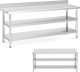 Royal Catering Stół blat roboczy stalowy nierdzewny przyścienny z rantem 2 półki 200x60cm Stół blat roboczy stalowy nierdzewny przyścienny z rantem 2 półki 200x60cm 1