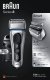 Braun Shaver 8390cc Cordless, Wet use, Lithium Ion, Number of shaver heads/blades 4, Srebrny 4
