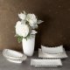 Eurofirany Patera ceramiczna kwadratowa LORA 28X28X4 biała+srebrna 2