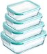 Retoo LUNCHBOX POJEMNIK SZKLANY NA ŻYWNOŚĆ ŻAROODPORNE POJEMNIKI Z POKRYWKĄ 4 SZT 1