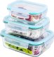 Retoo LUNCHBOX POJEMNIK SZKLANY NA ŻYWNOŚĆ ŻAROODPORNE POJEMNIKI Z POKRYWKĄ 4 SZT 5