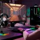 Retoo STOJAK UCHWYT NA SŁUCHAWKI OŚWIETLENIE RGB HUB USB 3