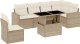 vidaXL 7-cz. zestaw wypoczynkowy do ogrodu, z poduszkami, beżowy 2