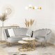 Mebel Elite Zestaw Dwuosobowa Sofa ZENDAYA i Fotel Wypoczynkowy ANGEL Szary Muszelka Glamour do Salonu 1