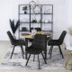 Mebel Elite Zestaw Stół Okrągły Rozkładany HARRY 102-142 cm Dąb Riviera/Czarny i 4 Krzesła Tapicerowane do Salonu RICK Czarne Welurowe Loft 1