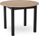 Mebel Elite Zestaw Stół Okrągły Rozkładany HARRY 102-142 cm Dąb Riviera/Czarny i 4 Krzesła Tapicerowane do Salonu RICK Czarne Welurowe Loft 5
