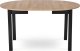 Mebel Elite Zestaw Stół Okrągły Rozkładany HARRY 102-142 cm Dąb Riviera/Czarny i 4 Krzesła Tapicerowane do Salonu RICK Czarne Welurowe Loft 6