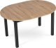 Mebel Elite Zestaw Stół Okrągły Rozkładany HARRY 102-142 cm Dąb Riviera/Czarny i 4 Krzesła Tapicerowane do Salonu RICK Czarne Welurowe Loft 8