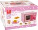 LeanToys Drewniana Kuchenka Mikrofalowa Mikrofalówka Jedzenie Różowa 4