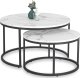 Mebel Elite Zestaw Stolików Kawowych DAFNE MAX 60 cm/80 cm Biały Marmur Nowoczesny Glamour 1
