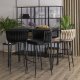 Mebel Elite Krzesło Barowe Tapicerowane Plecione Hoker FLORES Czarne Welurowe Nowoczesne Loft 1
