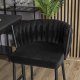 Mebel Elite Krzesło Barowe Tapicerowane Plecione Hoker FLORES Czarne Welurowe Nowoczesne Loft 3