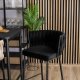 Mebel Elite Krzesło Barowe Tapicerowane Plecione Hoker FLORES Czarne Welurowe Nowoczesne Loft 4