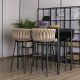 Mebel Elite Krzesło Barowe Tapicerowane Plecione Hoker FLORES Beżowe Welurowe Nowoczesne Loft 5