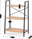 Mebel Elite Regał Otwarty Niski VIOR do Salonu Dąb złoty/Czarny na Zabawki Metalowy Dębowy Loft 7