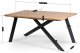 Mebel Elite Zestaw Stół Prostokątny Rozkładany HAMILTON 160-200 cm Dąb złoty/Czarny i 4 Krzesła Tapicerowane CORK Czarne Welurowe Loft 18