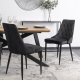 Mebel Elite Zestaw Stół Prostokątny Rozkładany HAMILTON 160-200 cm Dąb złoty/Czarny i 4 Krzesła Tapicerowane CORK Czarne Welurowe Loft 1