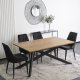 Mebel Elite Zestaw Stół Prostokątny Rozkładany HAMILTON 160-200 cm Dąb złoty/Czarny i 4 Krzesła Tapicerowane CORK Czarne Welurowe Loft 4