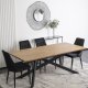 Mebel Elite Zestaw Stół Prostokątny Rozkładany HAMILTON 160-200 cm Dąb złoty/Czarny i 4 Krzesła Tapicerowane CORK Czarne Welurowe Loft 6