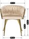 Mebel Elite Zestaw Stół Okrągły TINGA 100 cm Czarny/Złoty i 4 Krzesła Tapicerowane Plecione CAPRI Kremowe Glamour 15