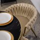 Mebel Elite Zestaw Stół Okrągły TINGA 100 cm Czarny/Złoty i 4 Krzesła Tapicerowane Plecione CAPRI Kremowe Glamour 4