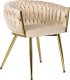 Mebel Elite Zestaw Stół Okrągły TINGA 100 cm Czarny/Złoty i 4 Krzesła Tapicerowane Plecione CAPRI Kremowe Glamour 10