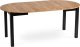 Mebel Elite Zestaw Stół Okrągły Rozkładany JAMES 102-222 cm Dąb Craft/Czarny i 4 Krzesła Tapicerowane do Salonu ROBIN Szare Welurowe 10